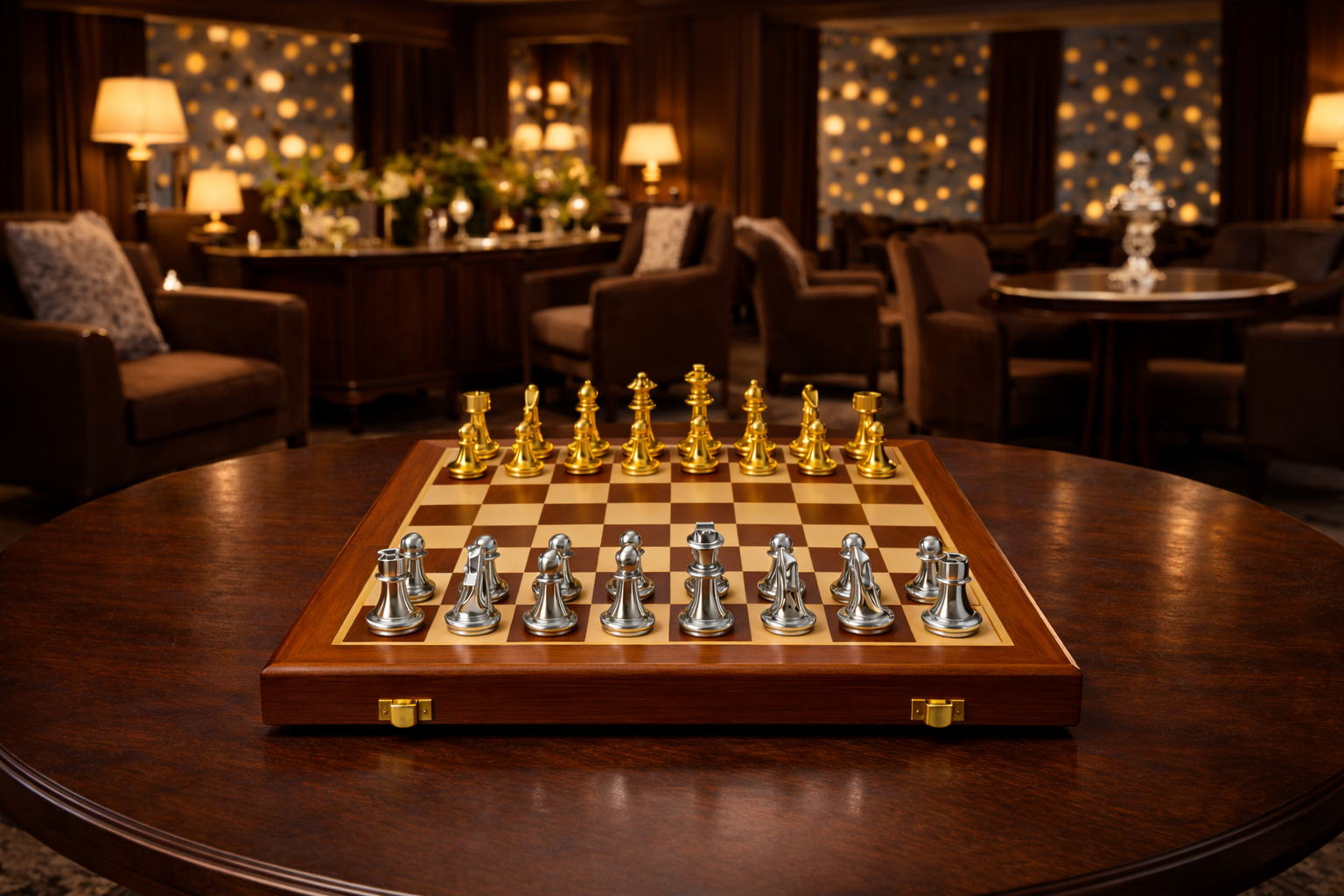 Jeu d'échecs en bois et zinc premium