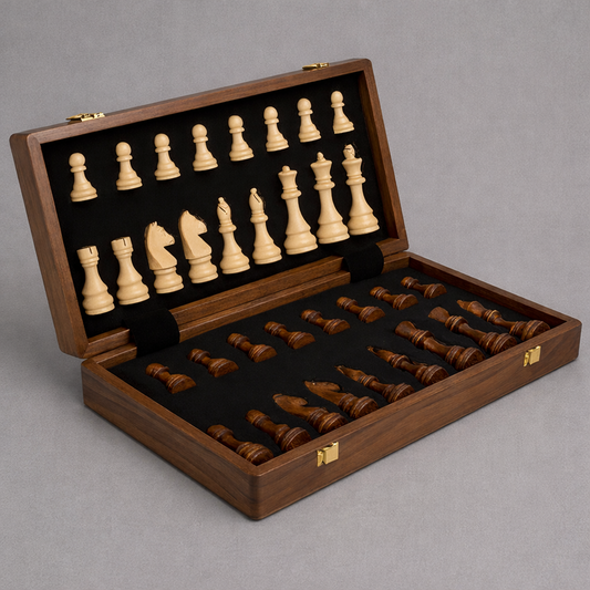 Jeu d'échecs en bois pliable