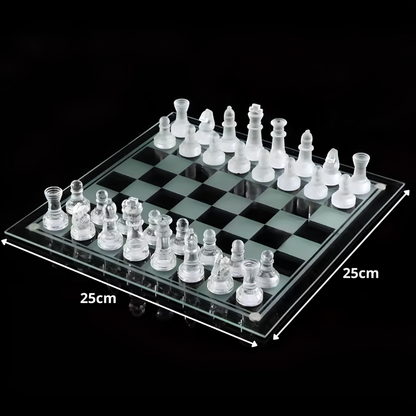 Jeu d'échecs en verre taille