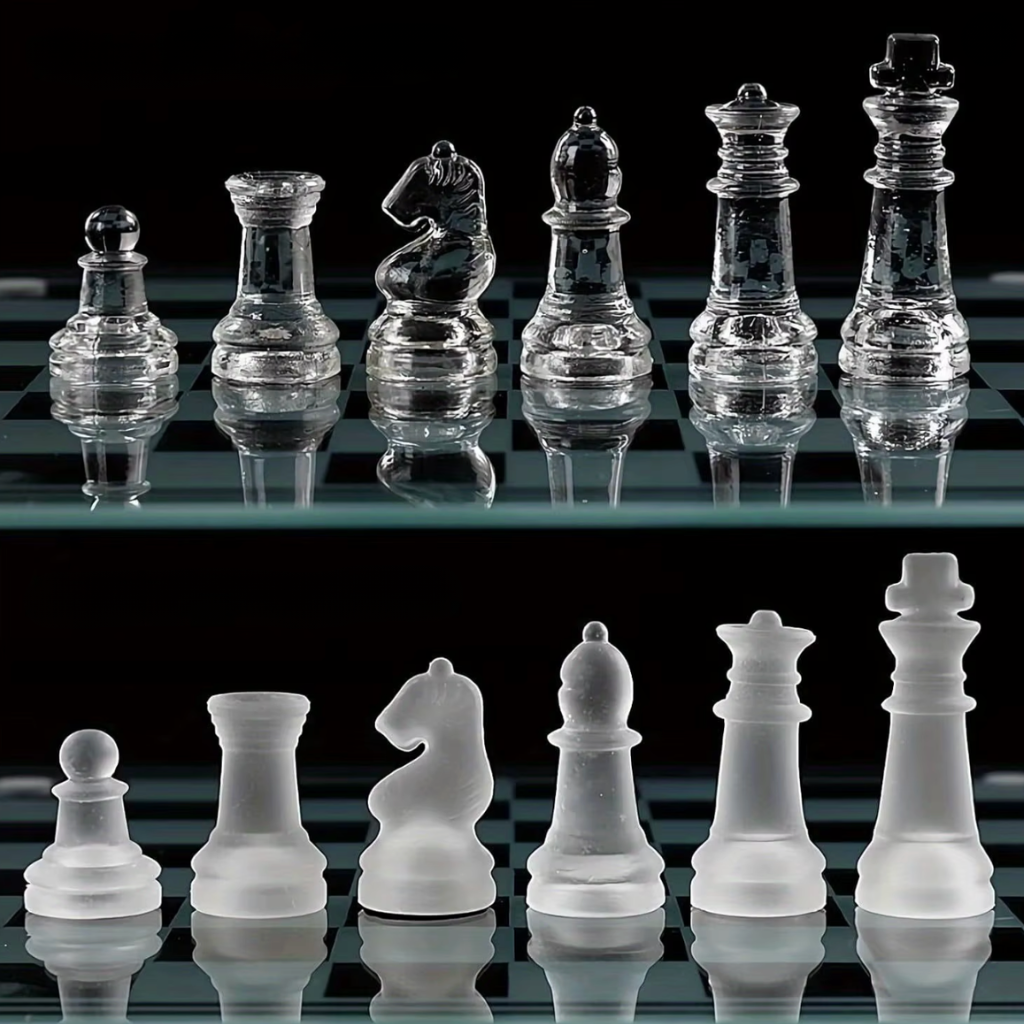 Jeu d'échecs en verre